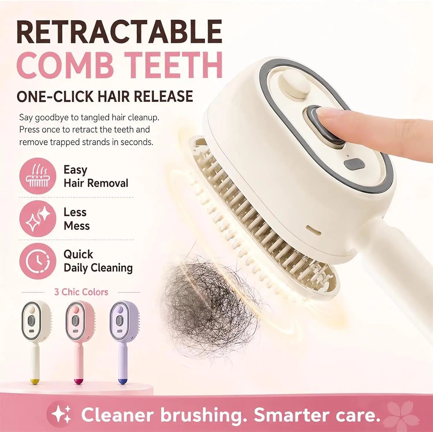 3-in-1 Electric Scalp Massager & Self-Cleaning Hair Care Comb