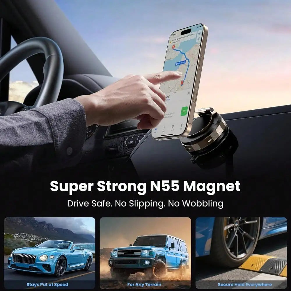 Flash sale  Vacuum Magnetic Phone Holder - Upgraded 360° Adjustable Nano Gel Suction Cup Phone Holder for MagSafe, Car Mount for Car