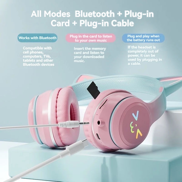 Glow Cat Ear Wireless Headphones