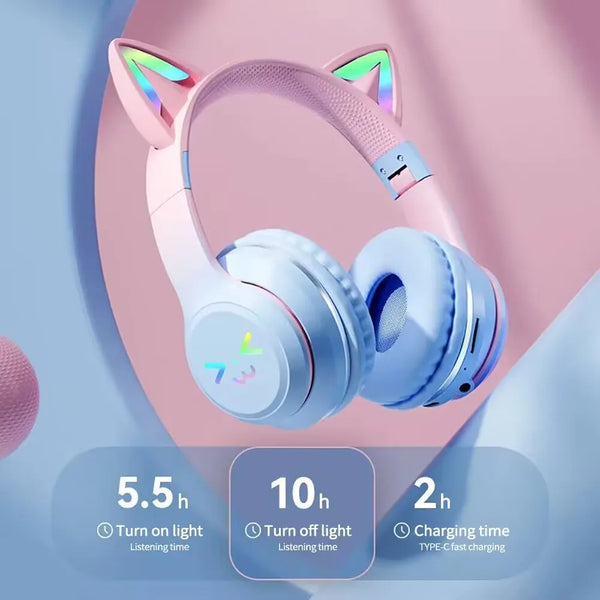 Glow Cat Ear Wireless Headphones