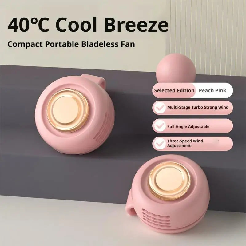 Portable Clip Fan Mini Handsfree Rechargeable Bladeless Electric Fan Clip Waist Fan Silent Strong Wind Leafless Fan For Outdoor