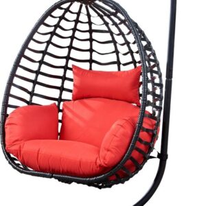 Hanging Chair Swing Chairs Egg Chair Garden Balcony Hammock Nest Chair XL - Red