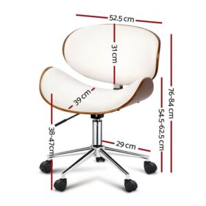 Wooden and PU Leather Office Desk Chairs - White